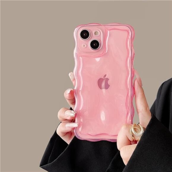 Clear, Pink, Purple 15, 14 , 13 3D Meteorite Bubble Wavy Frame IPhone Case Y2K - Picture 1 of 11
